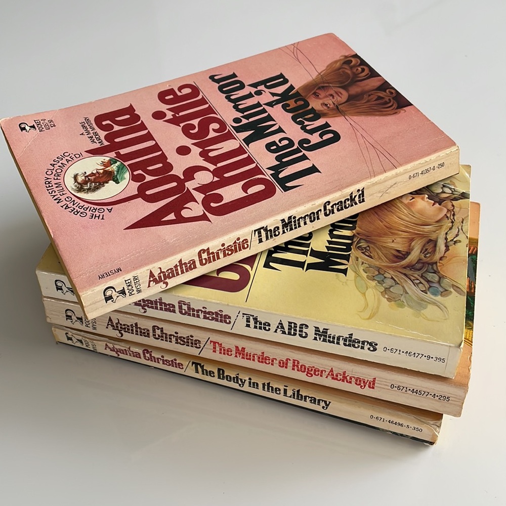 Set of Pink and Cream Paperback Mysteries